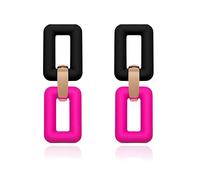 LPYO Square Earrings for Women Fashion Chunky Acrylic Multicolor Thick Rectangle Paperclip Link Chain Earrings Handmade Retro Funky Bohemia Candy Color Rectangle Statement Dangle Drop Earring Jewelry