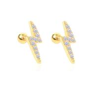 LPYO Tiny Lightning Bolt Earrings for Women Minimalist Flash Thunder Button Stud Earring Cahrming Lightning Post Earrings Halloween Jewelry 80's Party, S, Zinc, Cubic Zirconia
