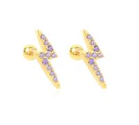 LPYO Tiny Lightning Bolt Earrings for Women Minimalist Flash Thunder Button Stud Earring Cahrming Lightning Post Earrings Halloween Jewelry 80's Party, S, Zinc, Cubic Zirconia
