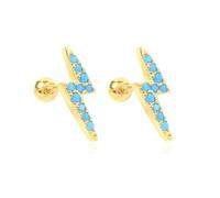 LPYO Tiny Lightning Bolt Earrings for Women Minimalist Flash Thunder Button Stud Earring Cahrming Lightning Post Earrings Halloween Jewelry 80's Party, S, Zinc, Cubic Zirconia