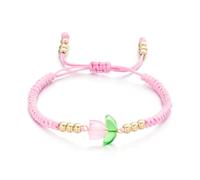 LPYO Tulip flower Bracelet for Women Simple Charm Cute Flower Bracelet Handmade Boho Adjustable Braided Rope Bracelet for Best Friends, Adjustable, no gemstone