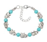 LPYO Turquoise Bracelet for Women Unique Charm Natural Blue Turquoise Adjustable Beaded Imitation Gemstone Butterfly Bracelet Handmade Boho Vintage Owl Animal Bracelet, Adjustable, Gemstone, no