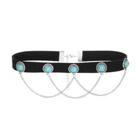 LPYO Turquoise Necklace for Women Trendy Charm Handmade Bohemia Round Turquoise Choker Necklace On Black Velvet Western Necklace, Velvet, Turquoise