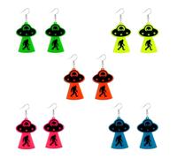 LPYO UFO Space for Women Funny Novelty Weird Acrylic Aliens Cosmos and Space Dangle Earrings Crazy Lightweight Funky Alien Spaceship Statement Drop Earrings Jewelry Gifts, L, Acrylic, No Gemstone