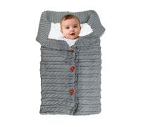 LPZMPZ Winter Foot Muff, Foot Muff Pram, Universal Winter Sack Buggy, Knitted Footmuff, Baby Sleeping Bag Winter with Fleece, Warm Footmuffs, Pram Blanket for Baby from 0-12 Months (Grey)