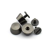 LQ Industrial 25-Pack 1/2" Purse Handbag Feet Nailhead Flat Stud Solid Brass Screw-Back Spike Metal Cone Studs Rivet Leather Craft DIY Black