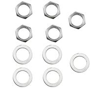 LQ Industrial Jack Socket Nut with Washer 5Sets Silver Electric Guitar Hex Nuts and Washers Guitar Bass Jack Replacement Parts