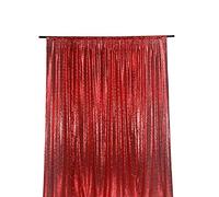 LQIAO Red Sequin Backdrop Curtain 4x10ft Sparkly Sequin Fabric Photo Booth Curtain Wedding Birthday Party Decoration