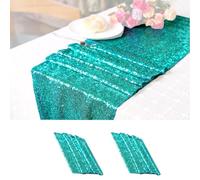 LQIAO Sequin Table Runner Christmas Green 2 Packs 12x72inches Glitter Runner Sparkly Runner Linen for Birthday Party Supplies Wedding Bachelorette Holiday Celebration Bridal Baby Shower Events
