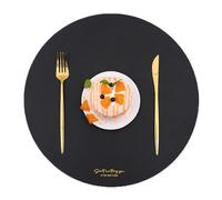 LQICAI Round Placemats Set of 6 Table Place Mats of 4 Washable Heat Resistant Durable PVC Dining Mat for Spring Black 6pcs