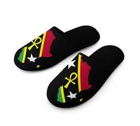 LQKJVXZCNHM Ankh African Map Saint Kitts And Nevis Flag Men's Slippers Non-Slip House Slipper Indoor Shoes Travel Home Hotel