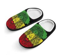 LQKJVXZCNHM Reggae-Rastafarian Flag Lion Cotton Slippers Warm Bedroom House Slipper Indoor Outdoor Shoes Boys Girls