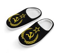 LQKJVXZCNHM USSR Communism Icon Cotton Slippers Warm Bedroom House Slipper Indoor Outdoor Shoes Boys Girls