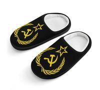 LQKJVXZCNHM USSR Communism Icon Cotton Slippers Warm Bedroom House Slipper Indoor Outdoor Shoes Boys Girls