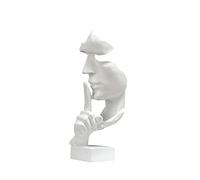 LQKYWNA Abstract and Creative Desk Decorations The Thinker Statue, Silent Men Statues Resin Abstract Sculpture, Silence is a Golden Creative Statue for Office Living Room Bar Cafe