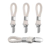 LQKYWNA Towel Clips, 4 Pcs Hanging Hooks Towel Hanger Large Loop Towel Hanger Cotton Rope Tea Towel Holder for Hanging Cloth Items Bathroom Storage & Kitchen Cabinets