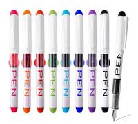 LQMK 9 Pcs Disposable Fountain Pens for Writing - Fine Point Fountain Pens with Smooth Flow Visible Ink Level - Perfect for Calligraphy Journaling Drafting Sketching Office School Students Gifts