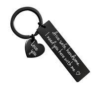 LQMK Drive Safe Keyring for Boyfriend - Engraved Stainless Steel Keychain “I Need You Here With Me” - Romantic Gift for Him Husband Birthday Anniversary Christmas