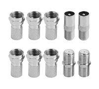 LQMK F Type Cable Connectors for Coaxial RG6, Waterproof Aerial Connector Set 10 Pcs, Nickel Plated Screw-On TV Cable Connectors for Satellite & Cable TV Systems