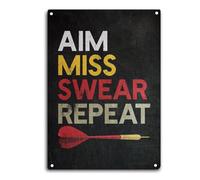 LQNMPPH Darts Tin Sign Aim Miss Swear Repeat Room Wall Window Decor Funny Quote Wall Art Metal Poster Kitchen Garden Garage Indoor Outdoor Decorate 12x8 Inch
