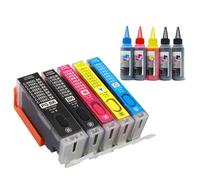 LQNXAVUD 1set Compatible Universal Refill Ink For PGI550 CLI551 Works With MG6350 MG6450 MG6650 MG7150 MG7550 IP8750 Printer Models Third Party Replacement(5 Color and 5 Ink)