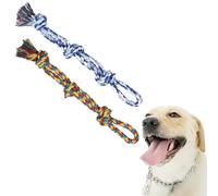 LQOQL 2 Pack 21" Pure Cotton Dog Rope Toys - Tough Braided Chew for Aggressive Chewers, Tug-of-War & Fetch Play, Colorful Knot Design