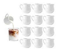 LQOZYYUL 12 Pack 110ml / 3.8oz Small Milk Jug, Ceramic Sauce Pot | White Ceramic Milk Pots, Mini Milk Frother Jug Pitcher, Sugar Pots Coffee Cream Pouring Jug for Home Kitchen Coffee Bar