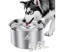 LQPBDFDC Dog Water Bowl No Spill, 5.6L/1.5 Gallon No Drip Slow Drinking Dog Water Bowl Dispenser Spill Proof, Large Stainless Steel Slobber Stopper for Messy Drinkers, Small Medium & Large Dogs