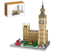 LQPFBSM Big Ben Micro Mini Building Block Set 3466 PCS | Realistic London Architecture Elizabeth Tower Model with Street View & Red Buses Challenging Landmark Gift for Adults