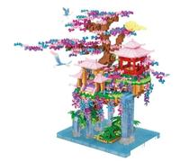 LQPFBSM Cherry Blossom Tree House Building Block Set 2856 Pcs Botanical Cherry Bonsai Building Set Japanese Fairy Pavilion Model Kit for Adults & Teens Aesthetic Room Desk Decor Gift