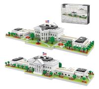 LQPFBSM Micro Mini White House Architecture Model Building Kits Washington DC Famous Landmark Souvenir Building Blocks Sets Toys Gift for Adults Kids Teens 3000 PCS