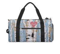 LQPMNK Fitness Bag, Love Birch Tree Print Reusable Gym Bag Sports Travel Fitness Bag Essentials Gym Bag with Shoe Compartment, style, style, One Size