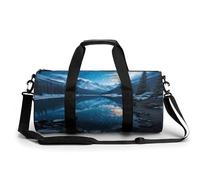 LQPMNK Fitness Bag, Moraine Lake in A Starry Winter Night Print Reusable Gym Bag Sports Travel Fitness Bag Essentials Gym Bag with Shoe Compartment, 17.7in/9in/9in, style, style, 17.7in/9in/9in