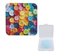 LQPMNK Portable Mask Storage Box, Colorful Buttons Print Lightweight Mask Holder for Disposable & Cloth Masks - Compact & Stylish Design