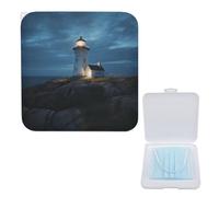 LQPMNK Portable Mask Storage Box, Lighthouse at Night Print Lightweight Mask Holder for Disposable & Cloth Masks - Compact & Stylish Design