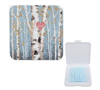 LQPMNK Portable Mask Storage Box, Love Birch Tree Print Lightweight Mask Holder for Disposable & Cloth Masks - Compact & Stylish Design