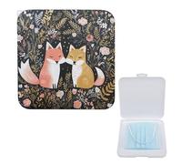 LQPMNK Portable Mask Storage Box, Love Cartoon Fox Print Lightweight Mask Holder for Disposable & Cloth Masks - Compact & Stylish Design
