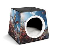 LQPMNK Portable Pet Nest for Small Pets, Colorful Butterflies Flying in The Blue Print Capsule Design Space Capsule Pet Nest Durable Pet Nest Pet Bed for Home and Travel