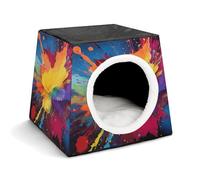 LQPMNK Portable Pet Nest for Small Pets, Colorful Paint Splatter Art Print Capsule Design Space Capsule Pet Nest Durable Pet Nest Pet Bed for Home and Travel