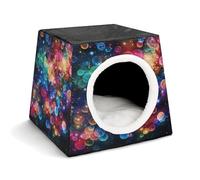 LQPMNK Portable Pet Nest for Small Pets, Colorful Rainbow Stars Print Capsule Design Space Capsule Pet Nest Durable Pet Nest Pet Bed for Home and Travel
