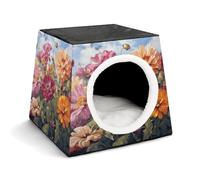 LQPMNK Portable Pet Nest for Small Pets, Colorful Spring Summer Flower Print Capsule Design Space Capsule Pet Nest Durable Pet Nest Pet Bed for Home and Travel