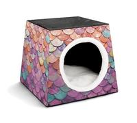 LQPMNK Portable Pet Nest for Small Pets, Mermaid Scales Background Print Capsule Design Space Capsule Pet Nest Durable Pet Nest Pet Bed for Home and Travel
