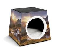 LQPMNK Portable Pet Nest for Small Pets, Mountain Sunrise Landscape Print Capsule Design Space Capsule Pet Nest Durable Pet Nest Pet Bed for Home and Travel