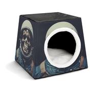 LQPMNK Portable Pet Nest for Small Pets, Movie Aesthetic Skull Print Capsule Design Space Capsule Pet Nest Durable Pet Nest Pet Bed for Home and Travel