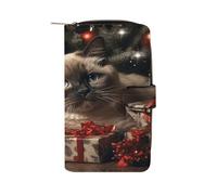 LQPMNK PU Leather Wallet, Christmas Siamese Cat Print Wallet with Multiple Slots Elegant Wallet Business Wallet Travel Wallet Bifold Wallet, style, 19.7x11x3.5cm, Minimalist