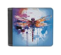 LQPMNK PU Leather Wallet, Colorful Abstract Dragonfly Print Wallet with Multiple Slots Elegant Wallet Business Wallet Travel Wallet Bifold Wallet, style, One Size, Minimalist