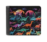 LQPMNK PU Leather Wallet, Colorful Dinosaurs Print Wallet with Multiple Slots Elegant Wallet Business Wallet Travel Wallet Bifold Wallet, style, One Size, Minimalist