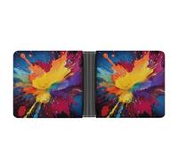 LQPMNK PU Leather Wallet, Colorful Paint Splatter Art Print Wallet with Multiple Slots Elegant Wallet Business Wallet Travel Wallet Bifold Wallet, style, One Size, Minimalist