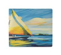 LQPMNK PU Leather Wallet, Colorful Sail Boat Print Wallet with Multiple Slots Elegant Wallet Business Wallet Travel Wallet Bifold Wallet, style, One Size, Minimalist