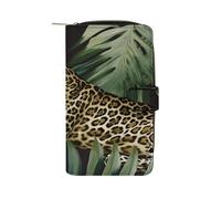 LQPMNK PU Leather Wallet, Leopard Palm Leaf Print Wallet with Multiple Slots Elegant Wallet Business Wallet Travel Wallet Bifold Wallet, style, 19.7x11x3.5cm, Minimalist